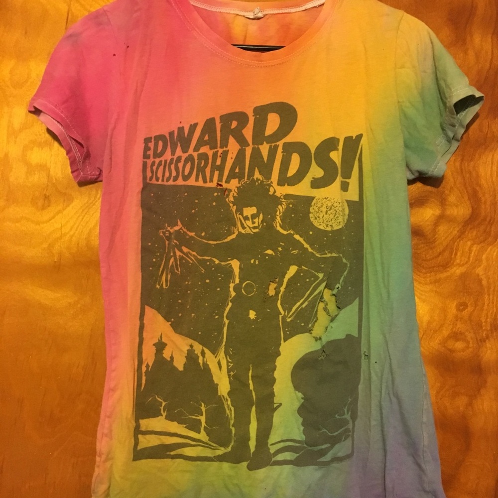 Unique Dyed Edward Scissorhands Distressed Tee